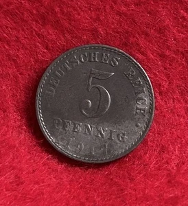 1917 AA Germany 5 Pfennig German Empire World Coin KM# 3 - Picture 1 of 2