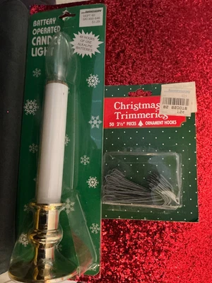 Vintage NWT Jamesway Dept Store 9 Inch Battery Operated Candle Lite & Tree HOOKS - Image 1 of 2