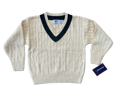 Suéter Amarillo Tejido por Cable Preppy Niño De Colección Nuevo con Etiquetas, Kitestrings, Talla 7 Foto 1 de 4