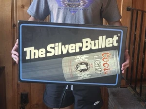 Vintage Coors Light Silver Bullet BEER Sign Bar Advertisement, Nice! - Picture 1 of 5