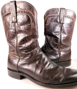 Lucchese Leather Boots 12D Western Brown Mens Cowboy - Picture 1 of 14