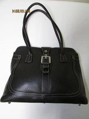 Exceptional Mila Paoli 正品黑色卵石皮革单肩包 — 第 1/4 张图片