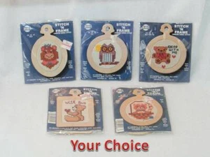 New nmi Cross Stitch 'N Frame Kit . Bear / Owl / Love / Cat in Basket of Choice - Picture 1 of 12