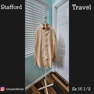 Stafford Hombre Viaje Sin Arrugas Oxford Naranja/Blanco Rayas Talla 16 1/2 34-35 Foto 1 de 4