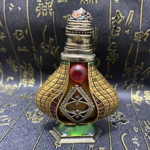 Ancient Chinese hand-carved exquisite Tibetan silver ornaments, snuff bottles - Picture 1 of 5