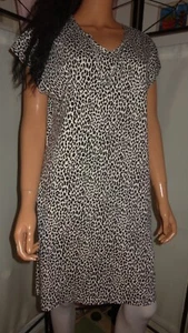 Graziella leichtes Sommer-Kleid schwarz-weiß Leoparden-Muster Ärmellos Gr L - Bild 1 von 10