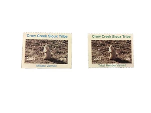 Crow Creek Sioux Tribe Stamps 2004 Tribal member and Affilate Varmint permit - Picture 1 of 2