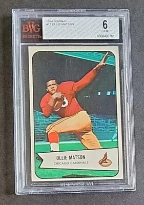 Ollie Matson 1954 Bowman #12 BVG 6 Chicago Cardinals NFL HOF Legend  - Image 1 of 4