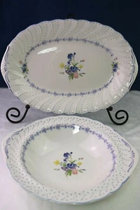 Nikko China BLUE PEONY Serving Platter & Vegetable Bowl Ornate Tab Handles - Picture 1 of 11