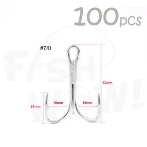 100 Stück 7/0 Fische WOW!® Angeln 3x Drillinge Nickel Haken Hi-Carbon Stahl Haken Bulk Pk - Bild 1 von 5