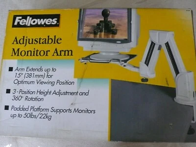 Fellowes 91705 Adjustable Monitor Arm (Platinum) NEW in box - Image 1 of 2