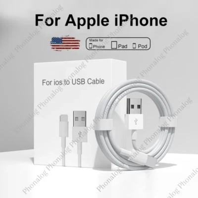 USB Charger Cable For Apple iPhone 14 13 12 11 Pro Max XS 8 7 6 5 Charging Cord - Image 1 of 4