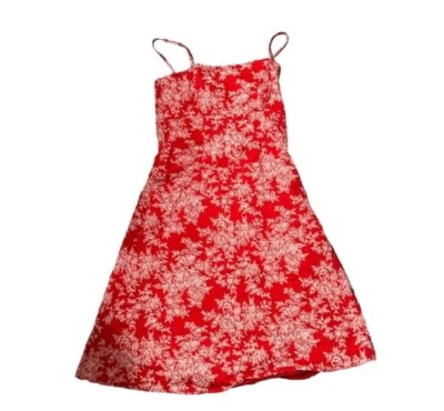 Vestido B Smart Rojo Correa con Detalles Florales Blancos Foto 1 de 3