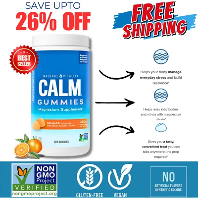 Natural Vitality CALM Suplemento de Citrato de Magnesio Sabor Naranja, 120 Gomitas Foto 1 de 4
