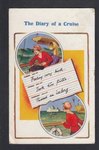 COMIC " Diary of a Cruise " PPC Inter-Art Comique # 7799 Sent Belgium Used - Picture 1 of 2