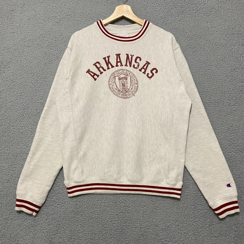 VTG University Of Arkansas Champion Reverse Weave Sweatshirt Men's S Gray NCAA Cover