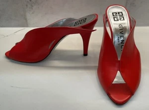 GIVENCHY Red Peep Toe Mules 4” Heel 37.5/US 7 - Picture 1 of 8