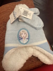 Frozen Girls Hat & Gloves Set Blue - Picture 1 of 6