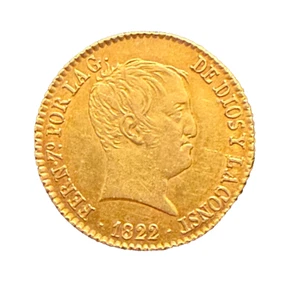 Spagna 1822 oro 80 reales circolati - Foto 1 di 2