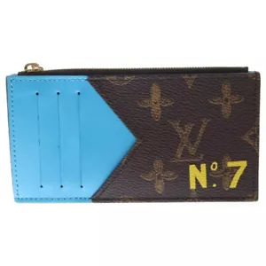 LOUIS VUITTON Coin Card Holder Monogram Canvas No.7 Case Brown × Blue M81256 - Picture 1 of 6