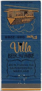 Villa Birra e Vino Gaithersburg Maryland Data 1963-64 FS Copertina fiammiferi vuota - Foto 1 di 3