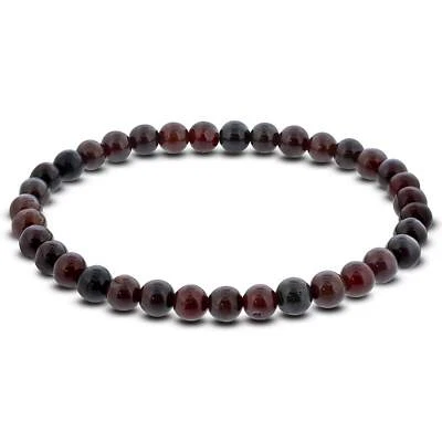 6mm Garnet Gemstone Round Bead Unisex Stretch Bracelet - Image 1 of 3