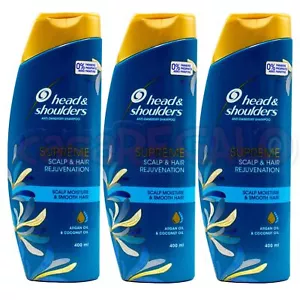 3x HEAD & SHOULDERS 400mL ANTI-DANDRUFF SHAMPOO SUPREME MOISTURE - Picture 1 of 2