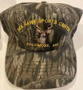 Vintage Sea Hawk Sports Center Snapback Cap Pocomoke, Md Camo - Foto 1 di 5