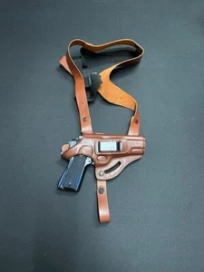 KM065-PR PERSONALIZED Leather Shoulder & OWB & IWB Belt Holster (3in1) COLT 1911 - Picture 1 of 9