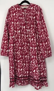 Oscar De La Renta Girl's Pink Long Sleeve Pigeon Print Shift Dress sz 14Y - Picture 1 of 4