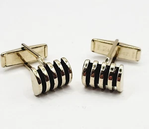 Gemelos Pioneer Modernista Tono Dorado y Negro Estilo Industrial Forma de Barril De Colección - Imagen 1 de 10