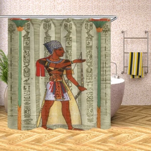 Egyptian Gods Print Waterproof Shower Curtain Set Bathtub Decor Curtain Gift 70" - Picture 1 of 4