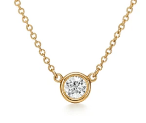Tiffany & Co. Gold Necklace By the Yard Single Elsa Peretti 0.27 Ct Diamond - Picture 1 of 10