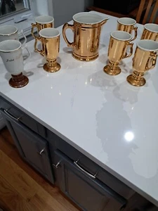 70er Jahre Vintage Hall ~ Golden Irish Kaffeetassen (8) & SELTENER KRUG! EUC! USA - Bild 1 von 12