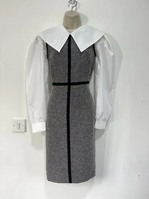 Black grey dress sleeveless tweed wool size 12 - Image 1 of 4