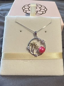 It’s Pearl Time Anhänger mit pinkfarbener Perle 16 Zoll Sterlingsilber 0,925 Kette - Bild 1 von 1