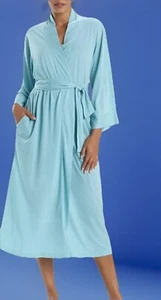 ¡NUEVO! BATA DE PUNTO JERSEY TURQUESA N NATORI/MEDIANA - Imagen 1 de 9