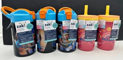 Zak x5! Copo à prova de vazamentos Kid Sippy aço inoxidável geleia sintonia/be kind 14 oz 12 oz - Imagem 1 de 4