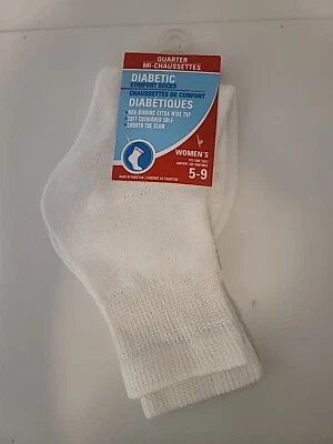 Diabetic Comfort 女式四分之一袜白色尺寸 ( 5 - 9 ) 1 双全新 — 第 1/2 张图片