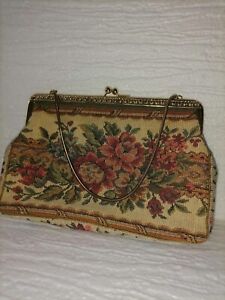 Vintage Petit Floral Design Tapestry Clutches Bag