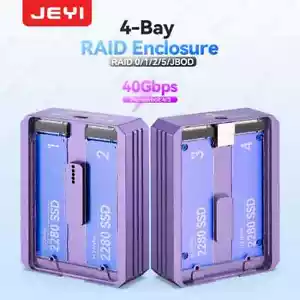 JEYI 4-Bay M.2 NVMe SSD Gehäuse mit USB4.0 40Gbps Port, Soft RAID Unterstützung - Bild 1 von 8
