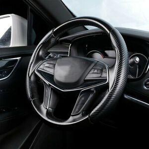 2x Carbon Fiber Car Steering Wheel Booster Non-Slip Cover 38cm Black Accessories