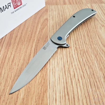 Al Mar Ultra Thin Folding Knife 4" Stainless Blade Satin Finish Steel Blade - Image 1 of 4