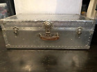 1940s Vintage Large Aluminum Suitcase Aviation Aircraft Riveted Trunk   32 x 18
