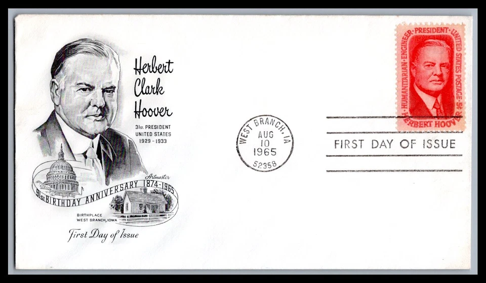 US FDC # 1269 5c Herbert Hoover  Artmaster  1965, 9h234 - Image 1 of 1