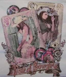 VTG. A PAIR OF COWGIRLS... BULL RODEO WHITE SHIRT SIZE S-XL  (FRONT PRINT)#1392 - Picture 1 of 3