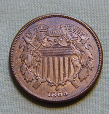1865 United States Two 2 Cent - AU Details Shield Lines & We Visible Lot 703 - Image 1 of 2