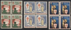 1922-24  WX30-32 Christmas Seals,  Mint MNH Blocks of 4 - Picture 1 of 1
