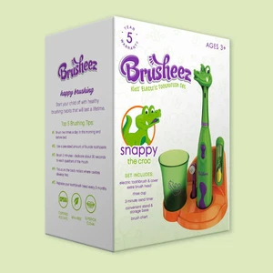 Brusheez Kids Electric Toothbrush Set (Safari Edition) Snappy the Crocodile NEW - Picture 1 of 8