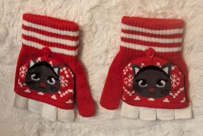 Guantes sin dedos para niños con guantes adjuntos para gatito rojo y blanco NUEVO Foto 1 de 4